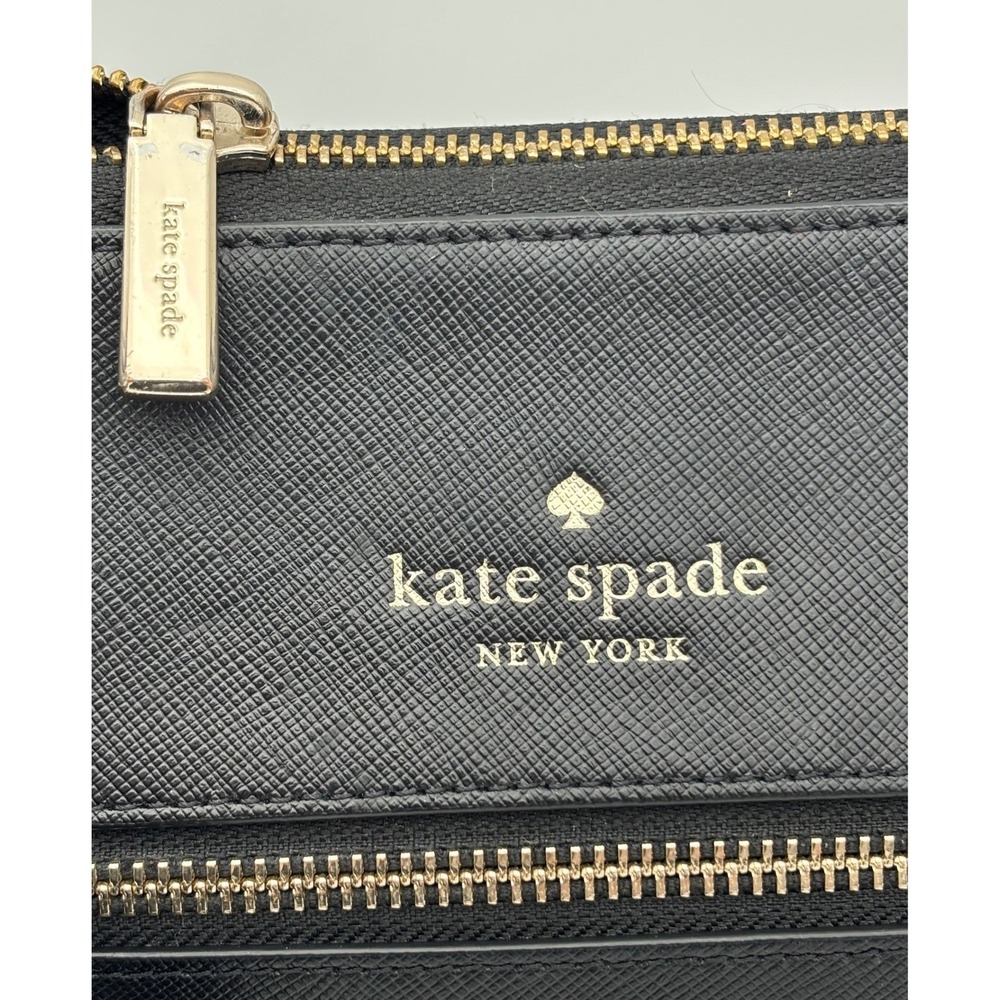 KATE SPADE New York‎ Black Leather Crossbody Bag Saffiano Sadie Gold Thin Purse - Picture 7 of 15
